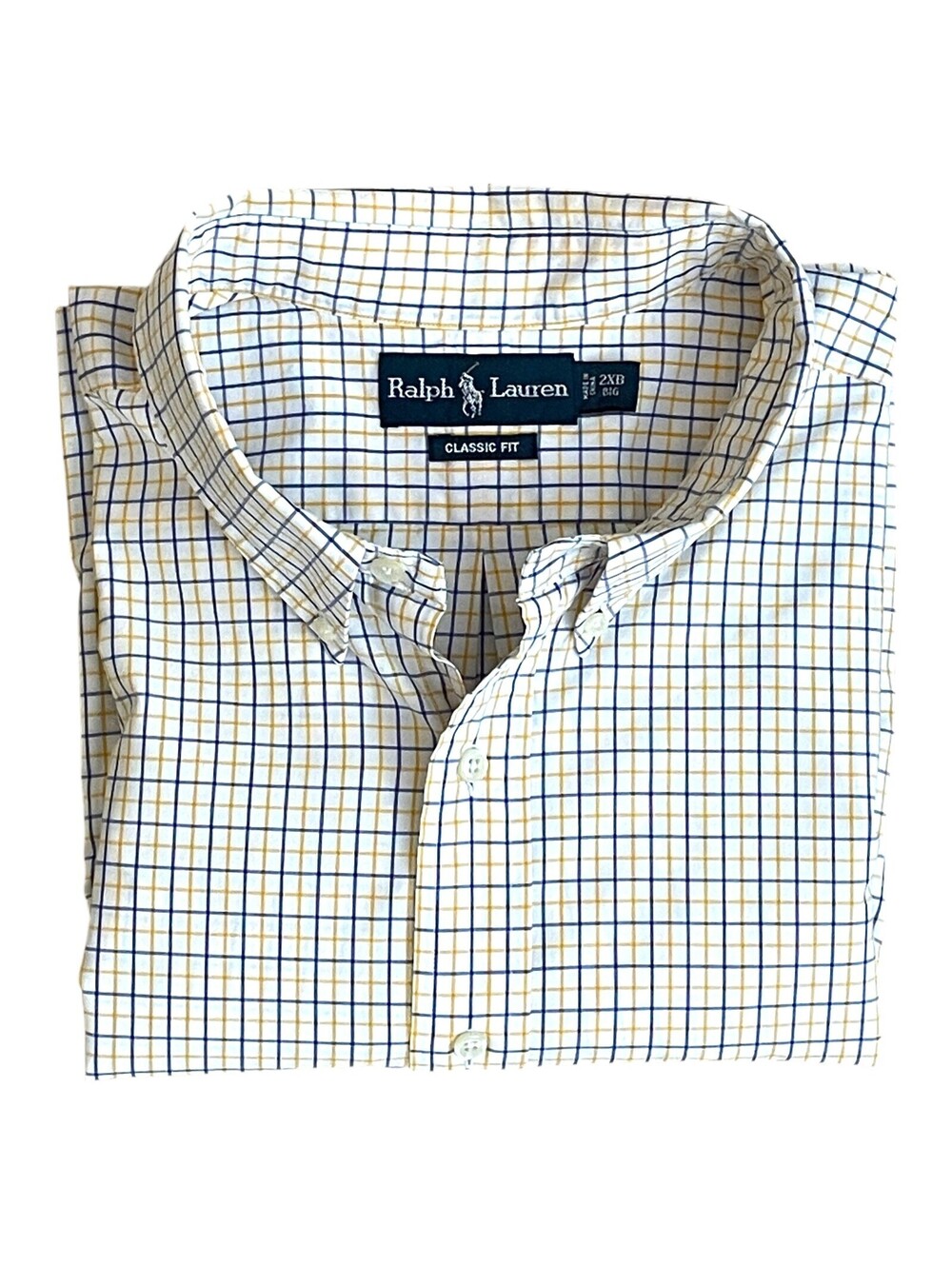 Ralph Lauren Polo Men's 2XB S/S Shirt Yellow Blue Plaid